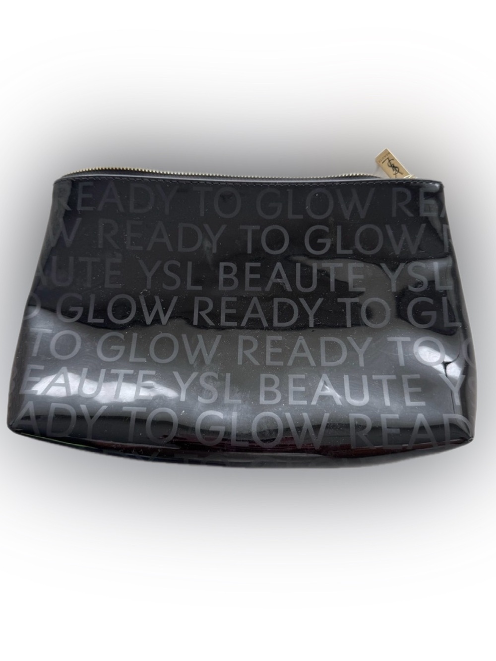 YSL Beauté Ready to Glow Makeup Bag Black Patent Cosmetic Pouch